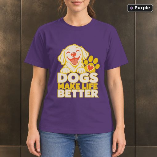 Dogs Make Life Better T-Shirt, Colorful Dog Lover Graphic 5