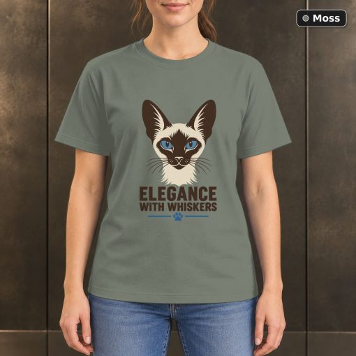 Elegance With Whiskers Siamese Cat T-Shirt, Minimalist Pet Graphic 3