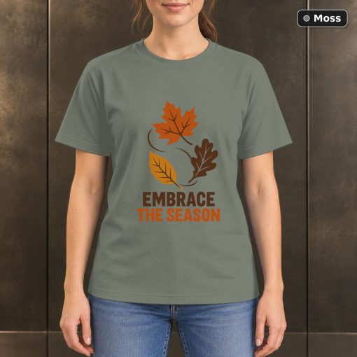 Embrace the Season Autumn Leaf T-Shirt, Minimalist Nature Graphic 3