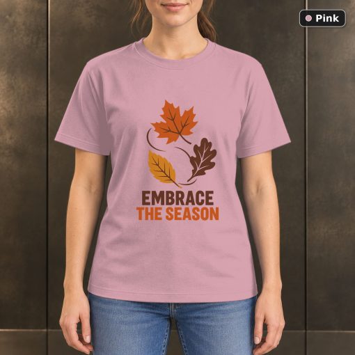 Embrace the Season Autumn Leaf T-Shirt, Minimalist Nature Graphic 4