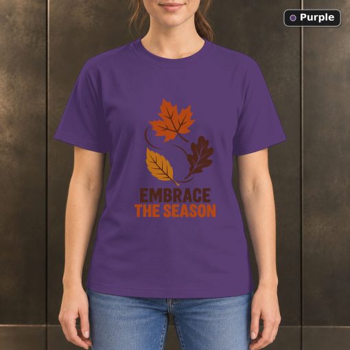 Embrace the Season Autumn Leaf T-Shirt, Minimalist Nature Graphic 5