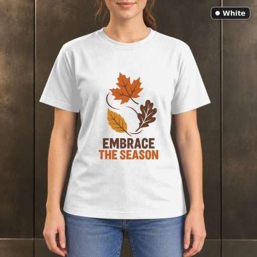 Embrace the Season Autumn Leaf T-Shirt, Minimalist Nature Graphic 6
