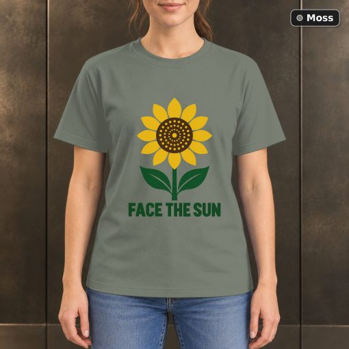Face the Sun Sunflower T-Shirt, Minimalist Floral Graphic 3
