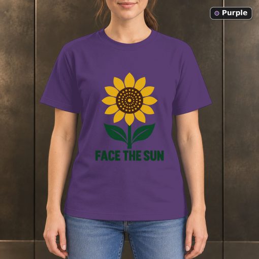 Face the Sun Sunflower T-Shirt, Minimalist Floral Graphic 5