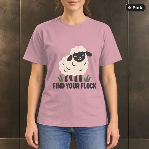 Find Your Flock Sheep T-Shirt, Minimalist Farm Animal Graphic 4