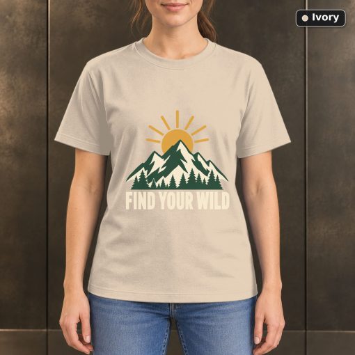 Find Your Wild Mountain T-Shirt, Minimalist Outdoor Nature Graphic 2