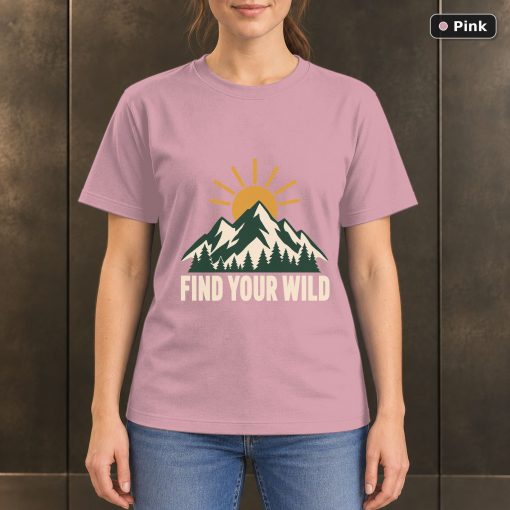 Find Your Wild Mountain T-Shirt, Minimalist Outdoor Nature Graphic 4