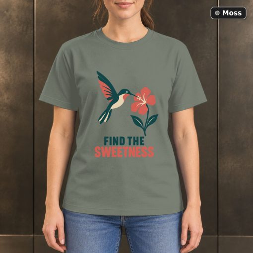 Find the Sweetness Hummingbird T-Shirt, Minimalist Floral Graphic 3