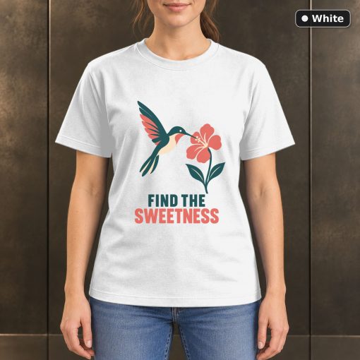 Find the Sweetness Hummingbird T-Shirt, Minimalist Floral Graphic 6