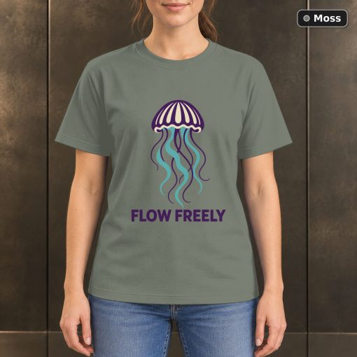 Flow Freely Jellyfish T-Shirt, Minimalist Ocean Nature Graphic 3
