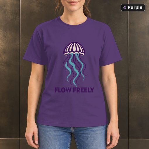 Flow Freely Jellyfish T-Shirt, Minimalist Ocean Nature Graphic 5