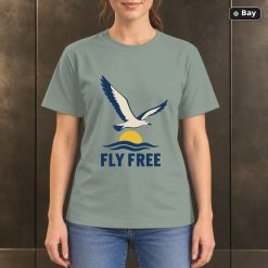 Fly Free Seabird T-Shirt, Minimalist Coastal Nature Graphic