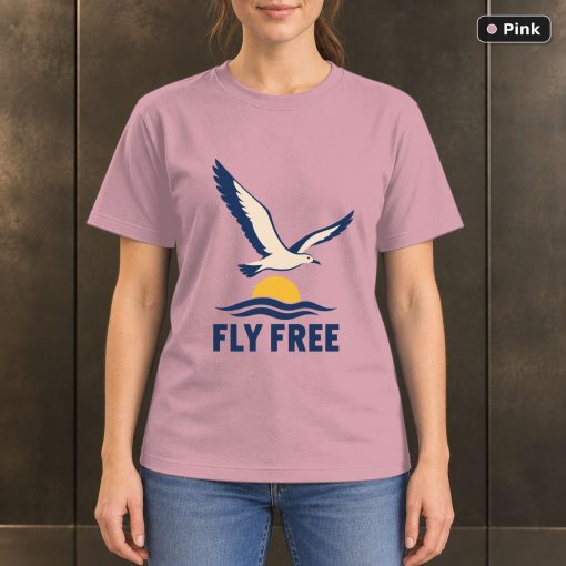 Fly Free Seabird T-Shirt, Minimalist Coastal Nature Graphic 4