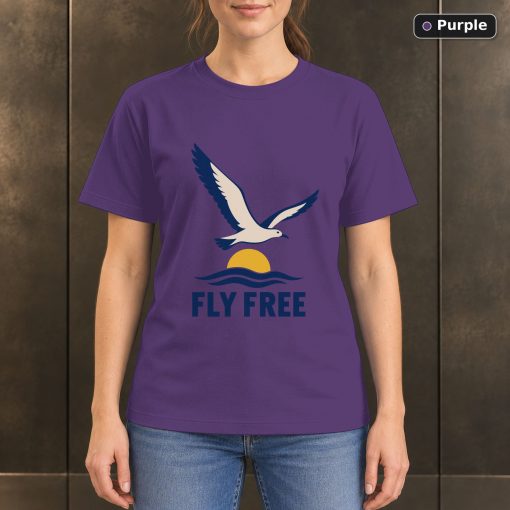 Fly Free Seabird T-Shirt, Minimalist Coastal Nature Graphic 5
