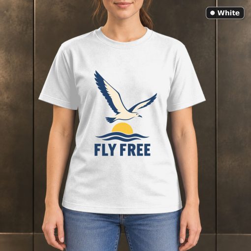 Fly Free Seabird T-Shirt, Minimalist Coastal Nature Graphic 6