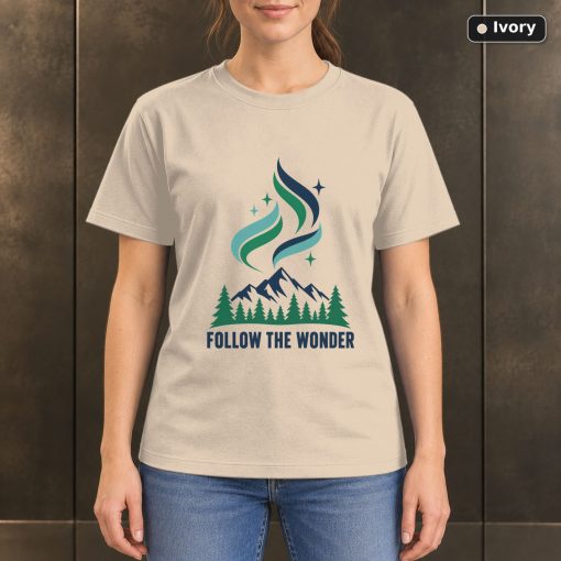 Follow the Wonder Northern Lights T-Shirt, Minimalist Nature Graphic 2