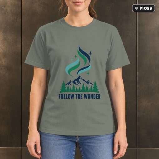 Follow the Wonder Northern Lights T-Shirt, Minimalist Nature Graphic 3