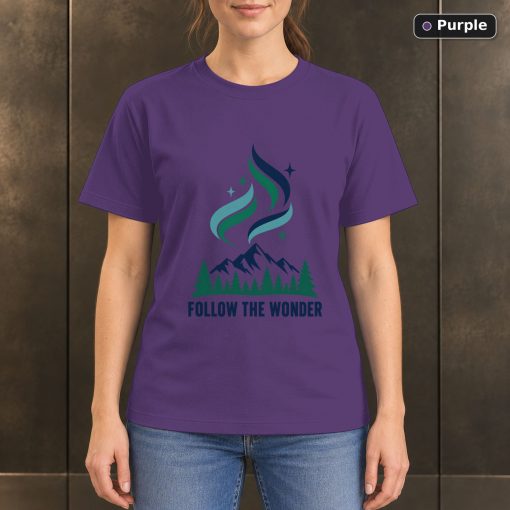 Follow the Wonder Northern Lights T-Shirt, Minimalist Nature Graphic 5