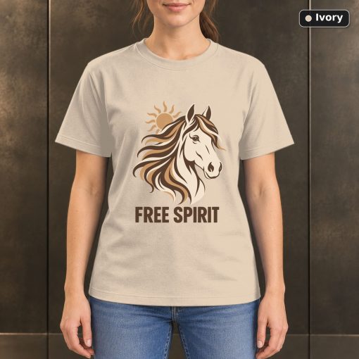 Free Spirit Horse T-Shirt, Minimalist Equestrian Graphic 2