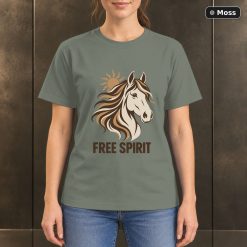 Free Spirit Horse T-Shirt, Minimalist Equestrian Graphic 8