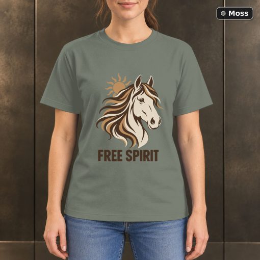 Free Spirit Horse T-Shirt, Minimalist Equestrian Graphic 3