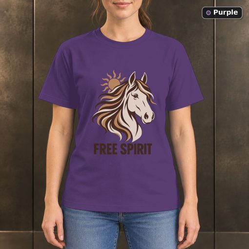Free Spirit Horse T-Shirt, Minimalist Equestrian Graphic 5