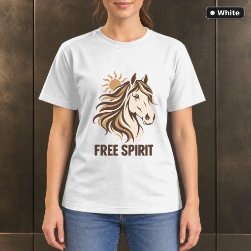 Free Spirit Horse T-Shirt, Minimalist Equestrian Graphic 6