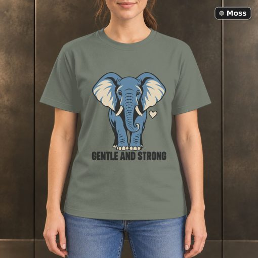 Gentle and Strong Elephant T-Shirt, Minimalist Wildlife Graphic 3