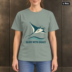 Glide With Grace Manta Ray T-Shirt, Minimalist Ocean Graphic Glide With Grace Manta Ray T-Shirt, Minimalist Ocean Graphic
