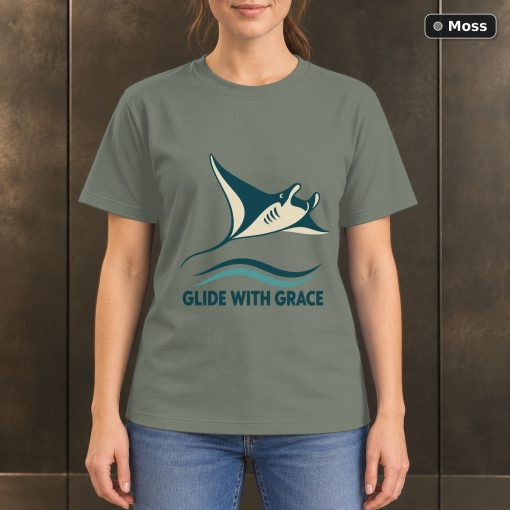 Glide With Grace Manta Ray T-Shirt, Minimalist Ocean Graphic 3