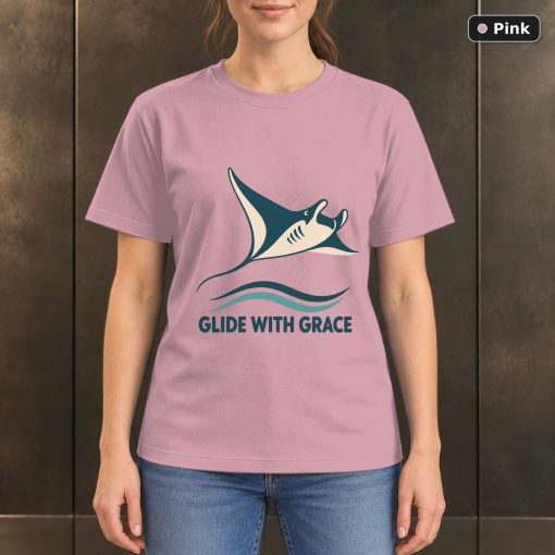 Glide With Grace Manta Ray T-Shirt, Minimalist Ocean Graphic 4