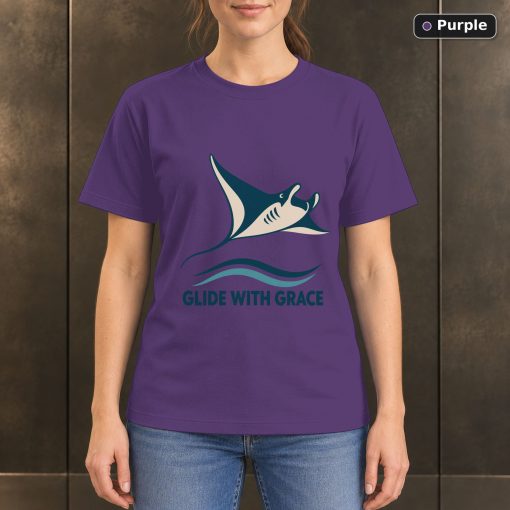 Glide With Grace Manta Ray T-Shirt, Minimalist Ocean Graphic 5