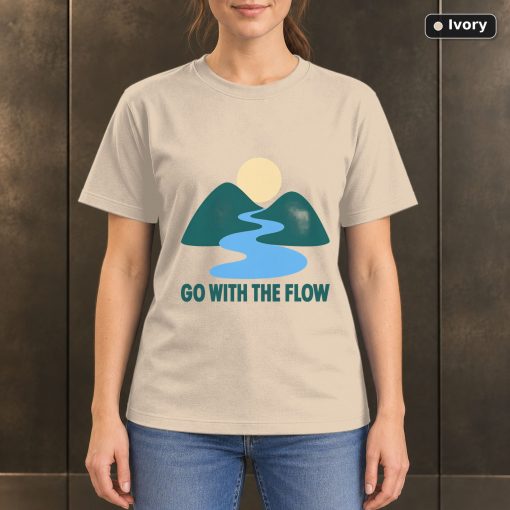 Go With the Flow River T-Shirt, Minimalist Nature Graphic 2