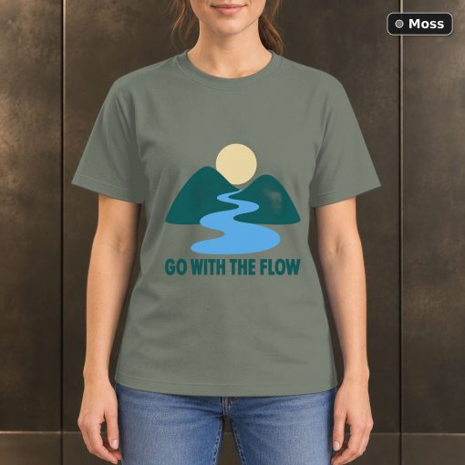 Go With the Flow River T-Shirt, Minimalist Nature Graphic 3