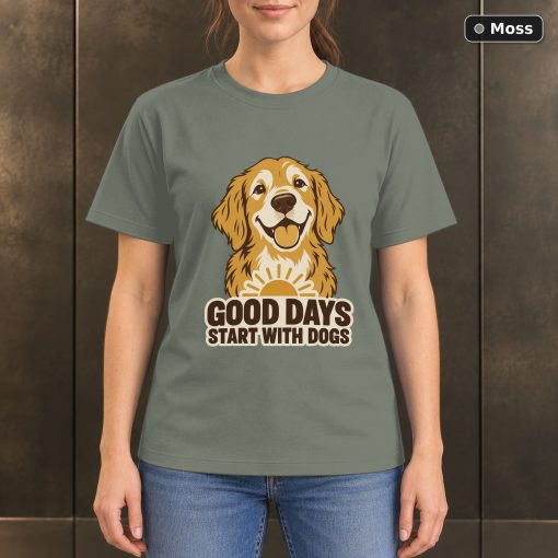 Good Days Start With Dogs T-Shirt, Golden Retriever Graphic 3