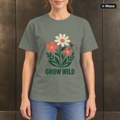 Grow Wild Wildflower T-Shirt, Minimalist Botanical Nature Graphic 8