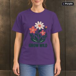 Grow Wild Wildflower T-Shirt, Minimalist Botanical Nature Graphic 10