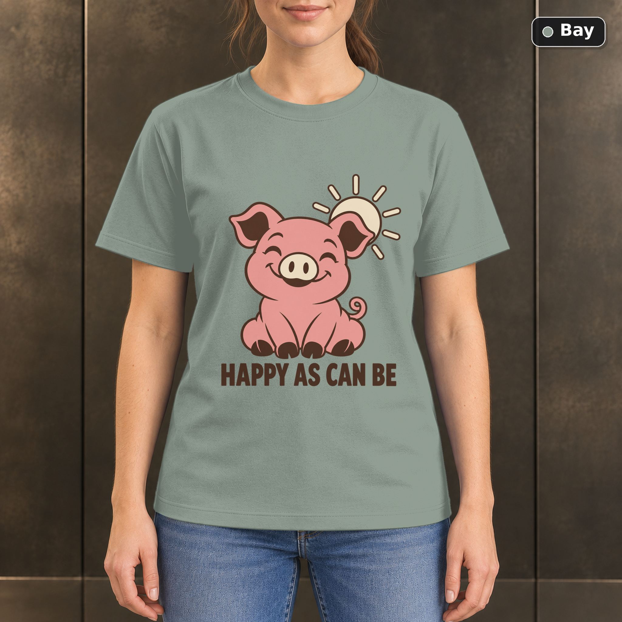 Happy as Can Be Pig T-Shirt, Minimalist Farm Animal Graphic Happy as Can Be Pig T-Shirt, Minimalist Farm Animal Graphic