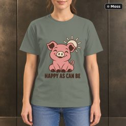 Happy as Can Be Pig T-Shirt, Minimalist Farm Animal Graphic 8