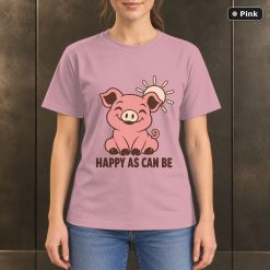 Happy as Can Be Pig T-Shirt, Minimalist Farm Animal Graphic 9