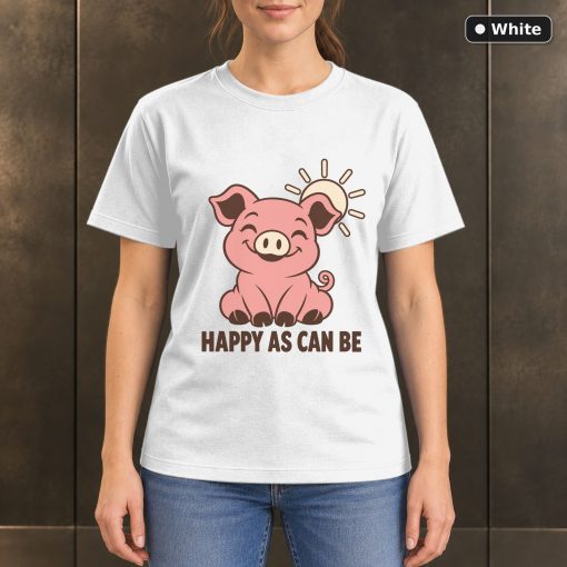 Happy as Can Be Pig T-Shirt, Minimalist Farm Animal Graphic 6