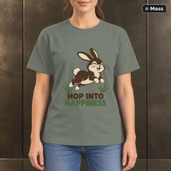 Hop Into Happiness Rabbit T-Shirt, Minimalist Bunny Graphic 8