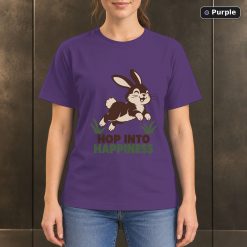 Hop Into Happiness Rabbit T-Shirt, Minimalist Bunny Graphic 10