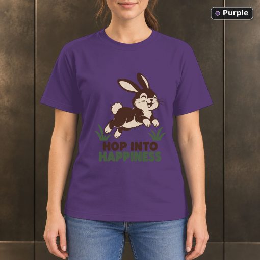 Hop Into Happiness Rabbit T-Shirt, Minimalist Bunny Graphic 5