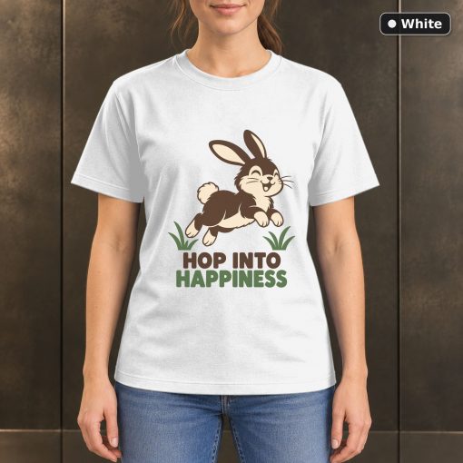 Hop Into Happiness Rabbit T-Shirt, Minimalist Bunny Graphic 6