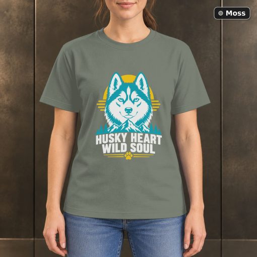 Husky Heart Wild Soul T-Shirt, Colorful Siberian Husky Graphic 3