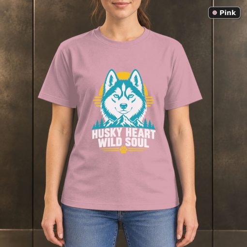 Husky Heart Wild Soul T-Shirt, Colorful Siberian Husky Graphic 4