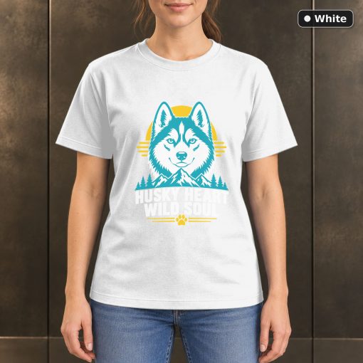 Husky Heart Wild Soul T-Shirt, Colorful Siberian Husky Graphic 6