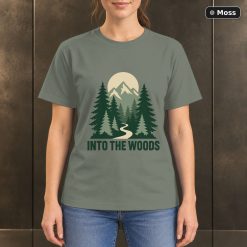 Into the Woods Forest T-Shirt, Minimalist Pine Tree Graphic 8