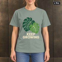 Keep Growing Monstera Leaf T-Shirt, Minimalist Botanical Graphic